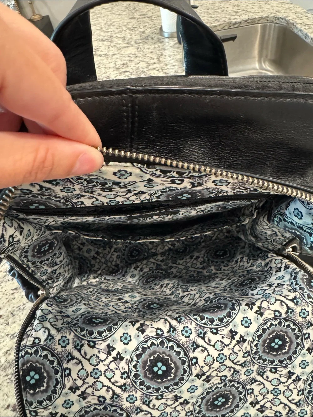 Vera Bradley Genuine Leather Carryall Backpack – Black